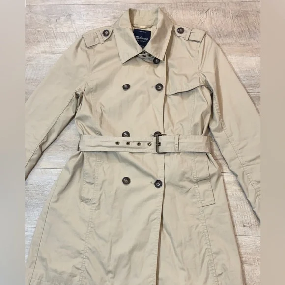 Madewell Women’s Double Breasted Cotton Front Button Trench Jacket Size Small - Picture 2 of 6